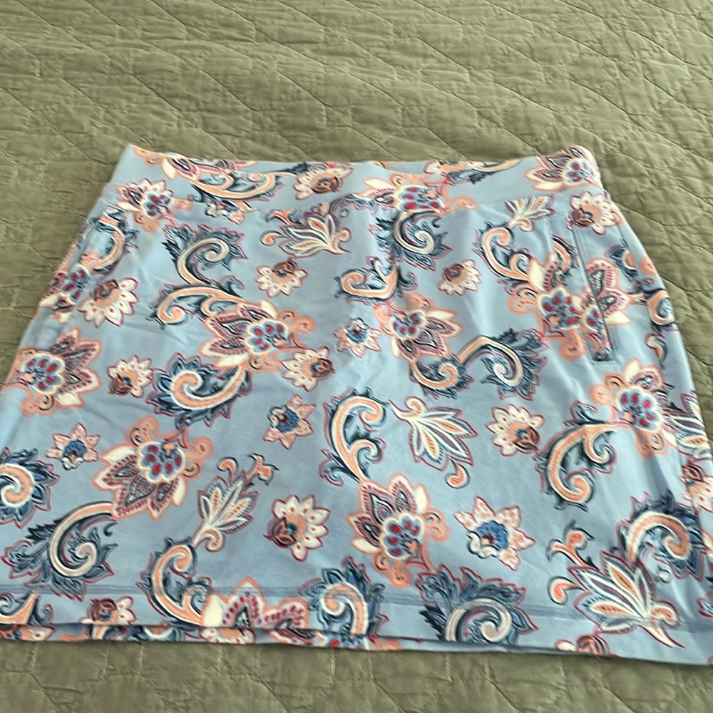 Ladies skirt blue paisley with pink petite large